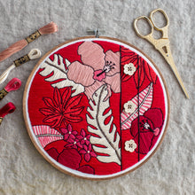 Load image into Gallery viewer, Red Botanical Embroidery Pattern