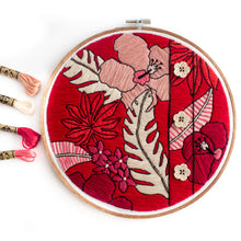 Load image into Gallery viewer, Red Botanical Embroidery Pattern