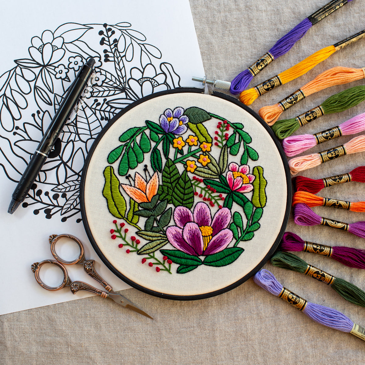 Bright Botanicals Embroidery Pattern – Jen Ann Handmade