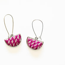 Load image into Gallery viewer, Hot Pink Woven Embroidered Earrings

