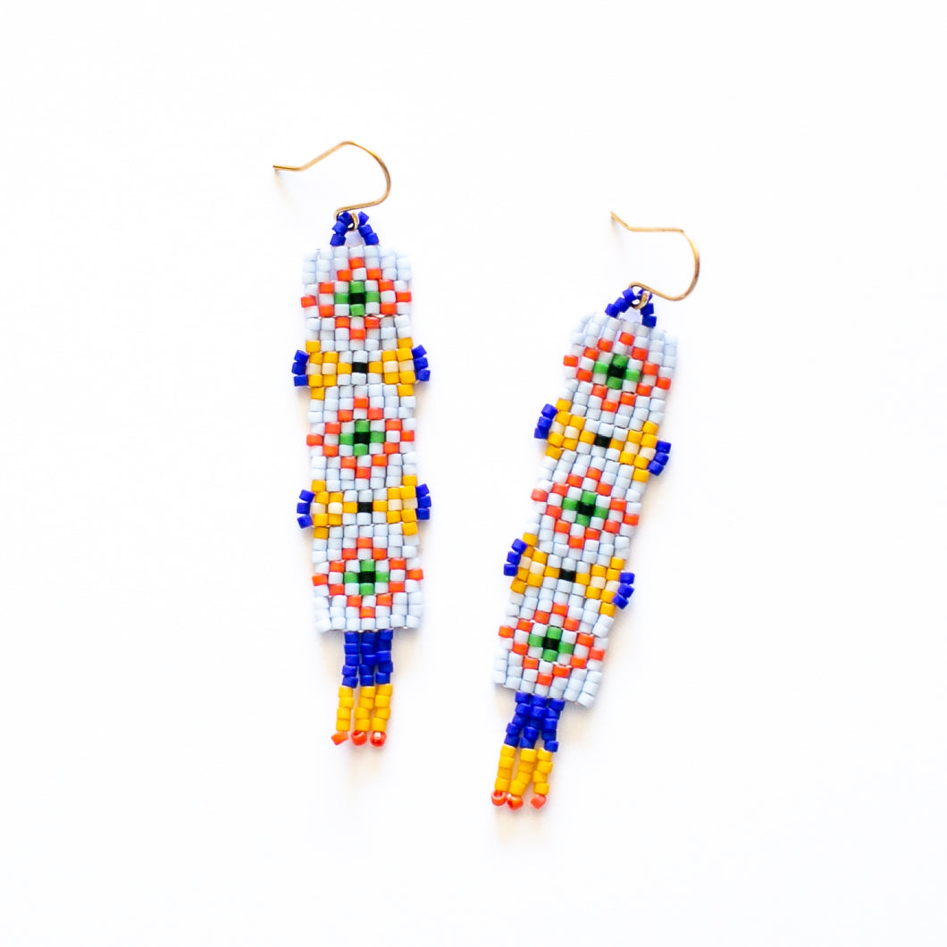 Cobalt Geometry Beaded Earrings