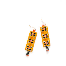 Load image into Gallery viewer, Sunflower Squares Beaded Earrings
