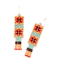 Load image into Gallery viewer, Peach Squares Beaded Earrings
