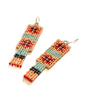 Load image into Gallery viewer, Peach Squares Beaded Earrings
