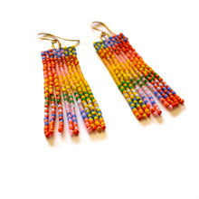 Load image into Gallery viewer, Rainbow Gingham Beaded Earrings
