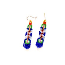 Load image into Gallery viewer, Cobalt Pattern Beaded Earrings
