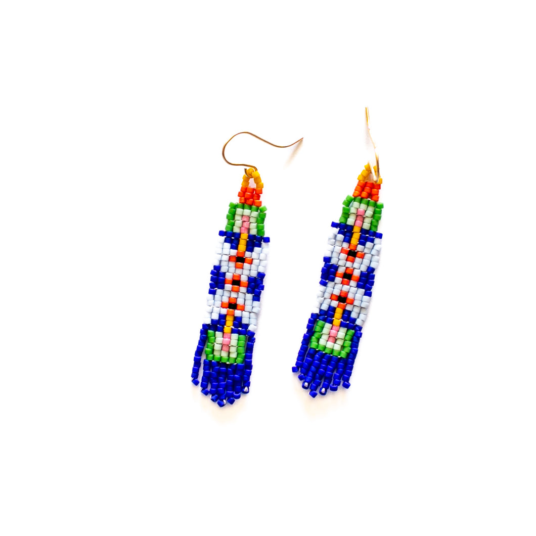 Cobalt Pattern Beaded Earrings