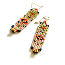 Load image into Gallery viewer, Salmon Squares Beaded Earrings
