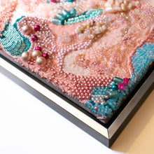Load image into Gallery viewer, Side view of hand beaded artwork.
