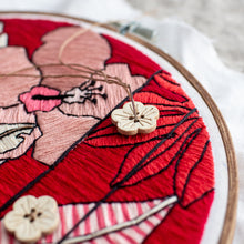 Load image into Gallery viewer, Red Botanical Embroidery Pattern
