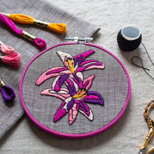 Load image into Gallery viewer, Stained Glass Tiger Lilies Embroidery Pattern
