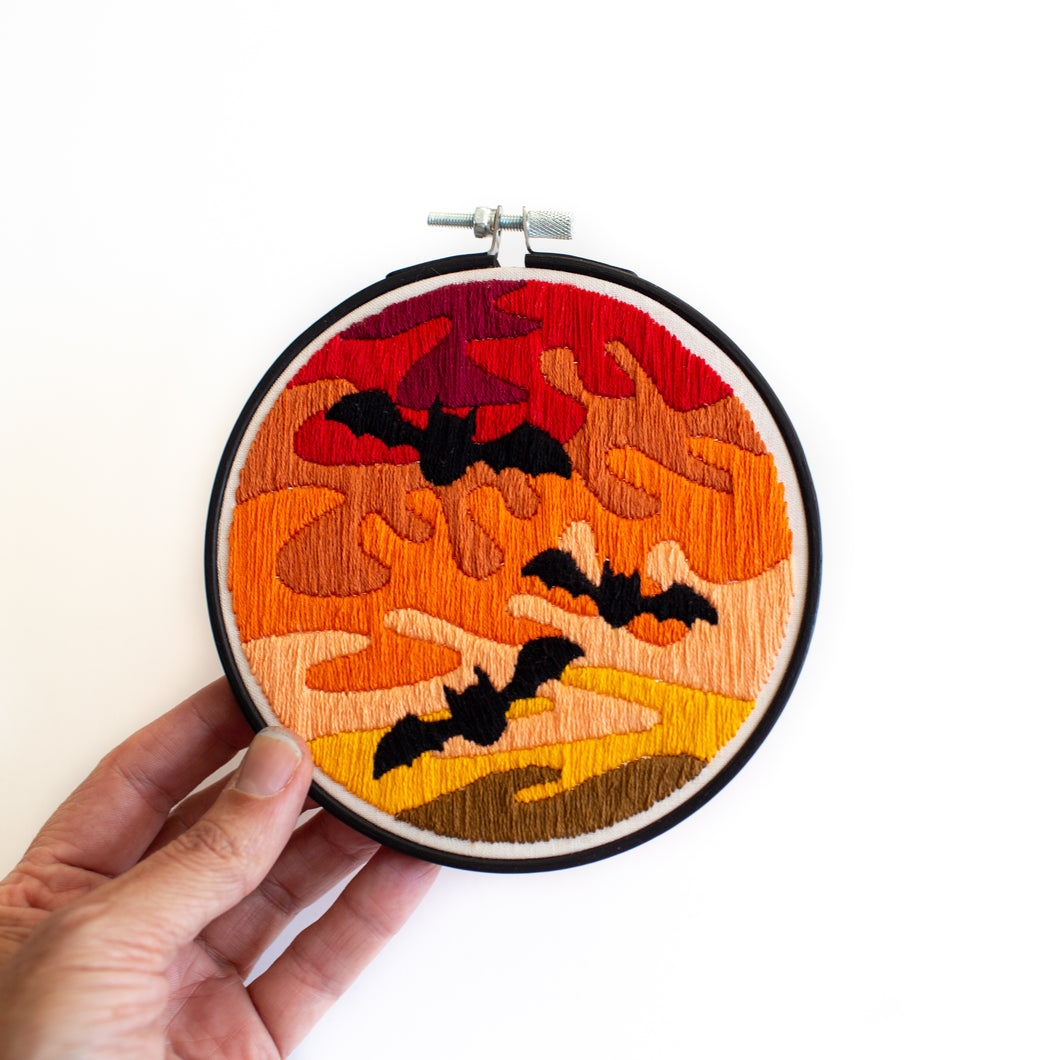 Spooky Bats Embroidery Pattern