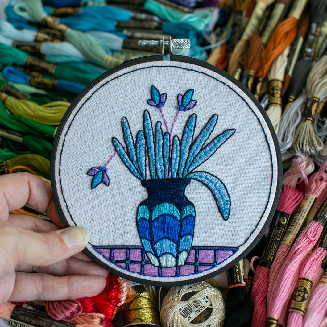 Planty Blues Embroidery Hoop