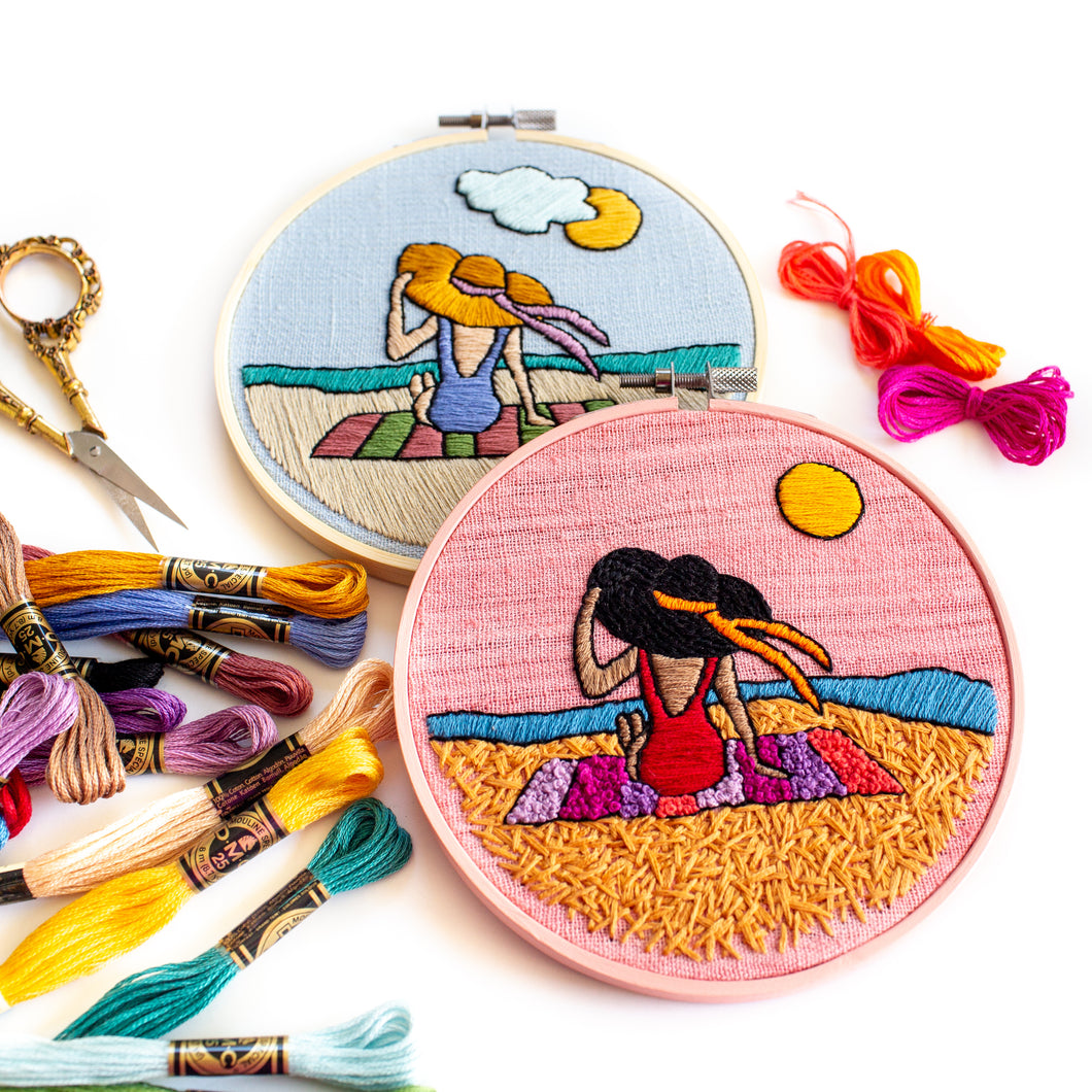 Seaside Sunbather Embroidery Pattern